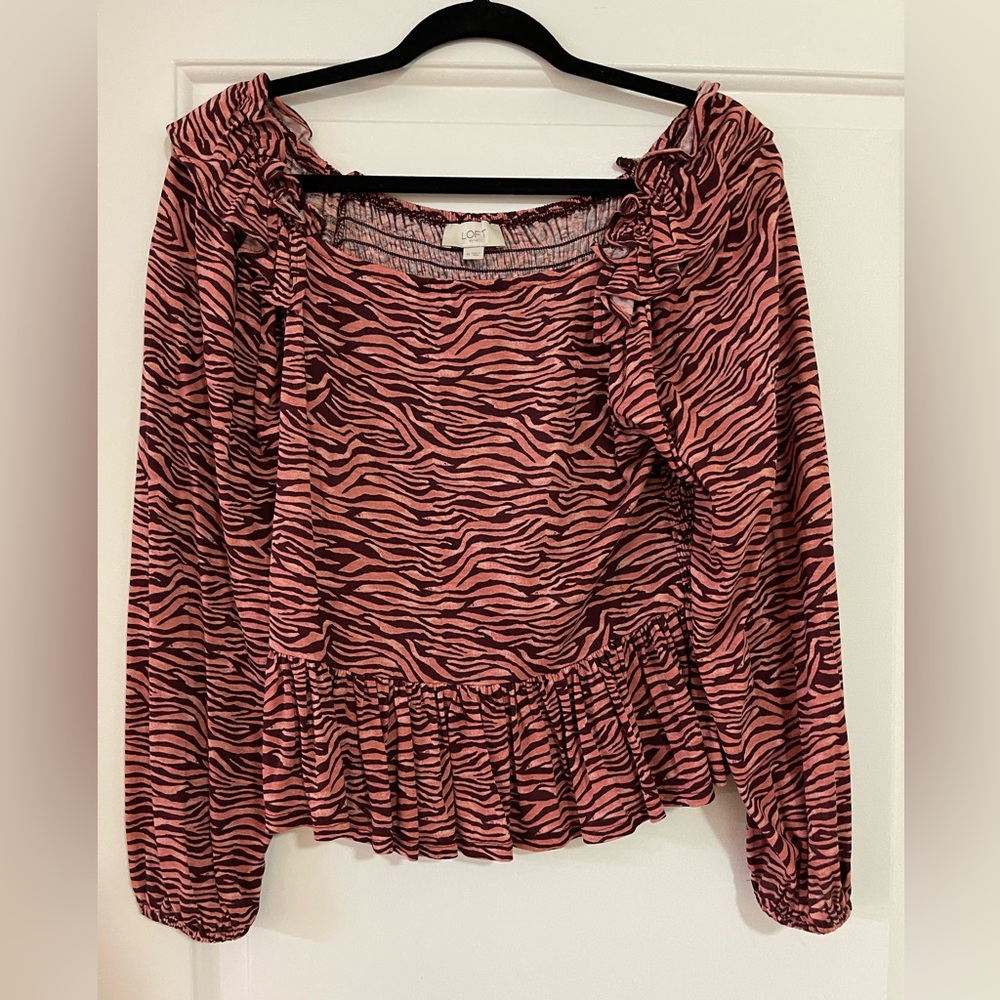 Loft LS Animal Print Top - Size M